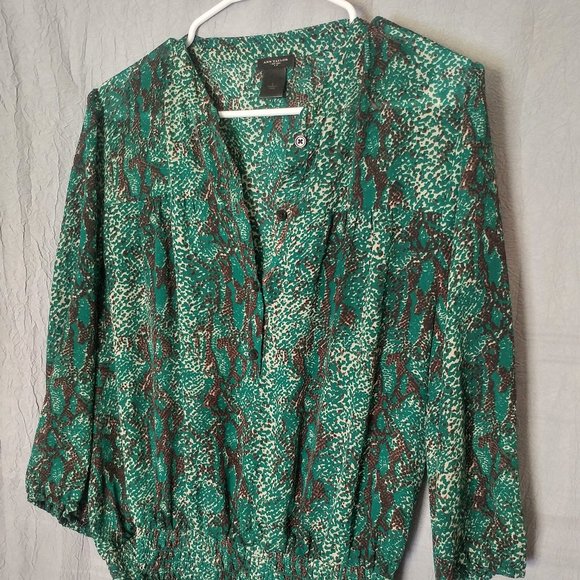 Ann Taylor Green Long-Sleeved Blouse - Picture 1 of 6